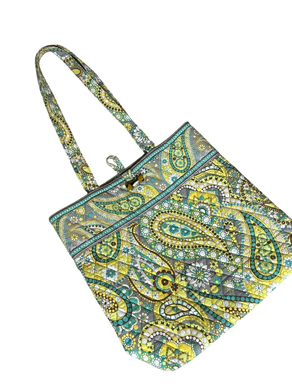 Green & Yellow Paisley Floral Design Vera Bradley Tote Bag Style Laptop Purse!